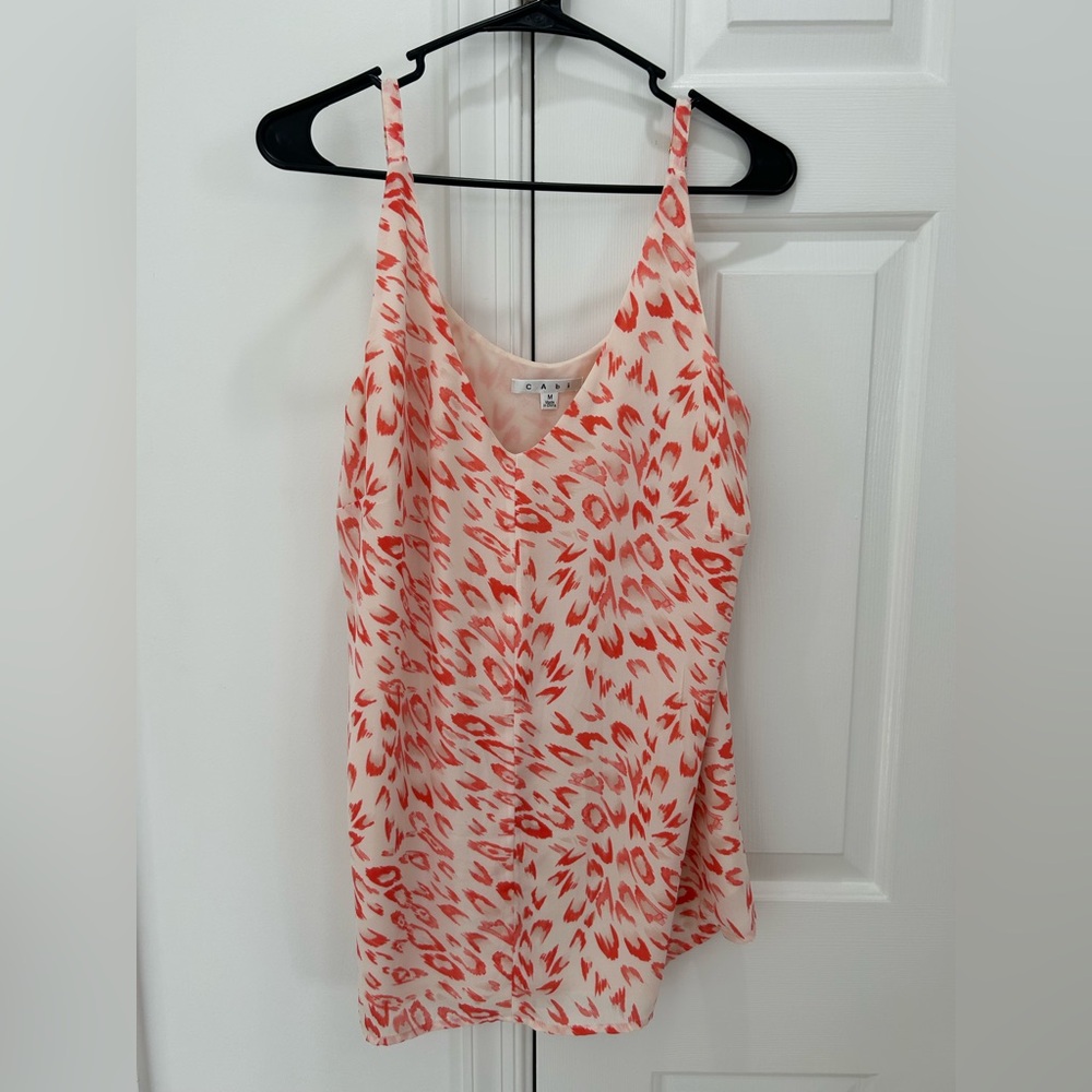 V-Neck Tank with Coral Animal Print